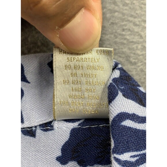 Good Life Short Sleeve Button Up Shirt 2XL Blue Floral 100% Silk Chest Pocket - Picture 12 of 13